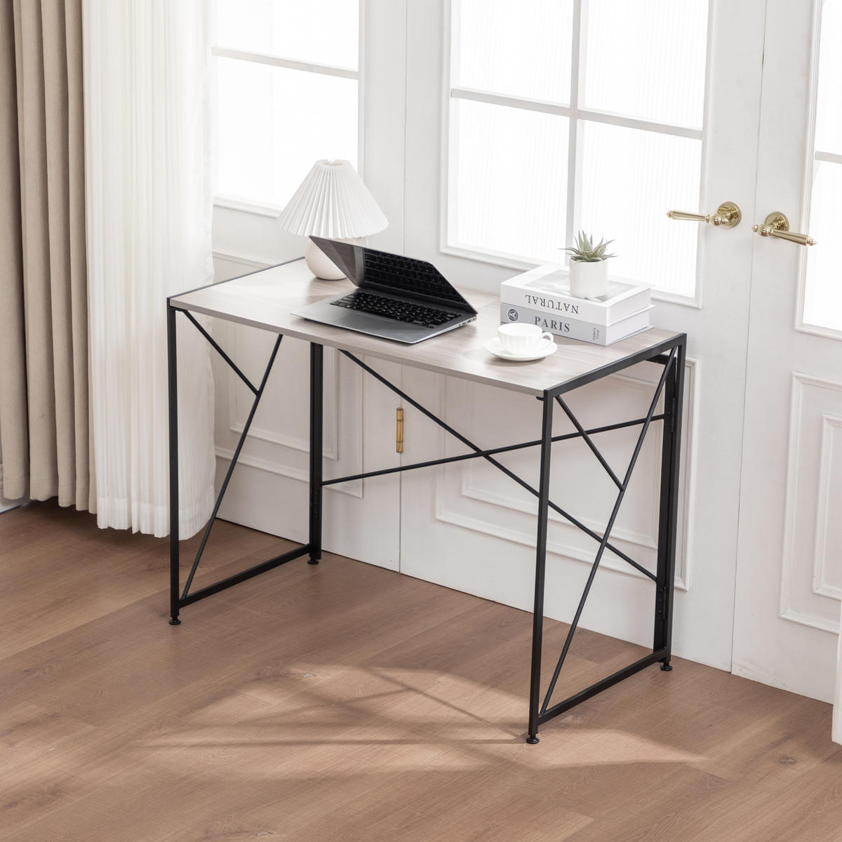 SCHREIBTISCH Klappbarer faltbar platzsparend Homeoffice Computertisch kompakt modern - Naturfarben, Holzwerkstoff/Metall (99/50/75cm) - EVRYAE