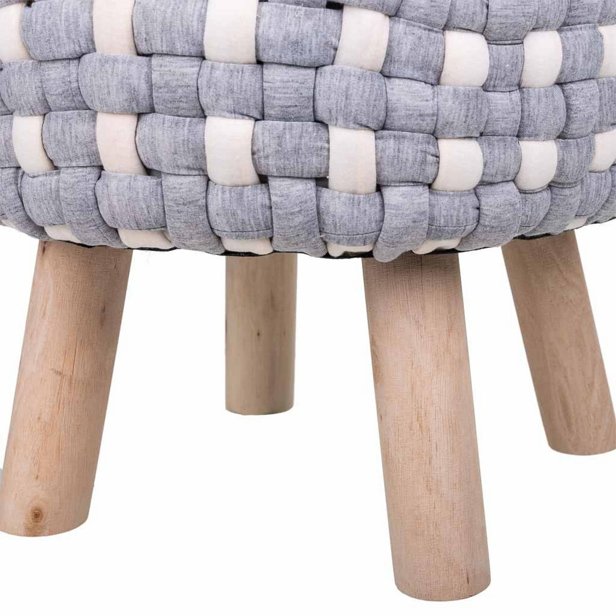 HOCKER aus Holz und Baumwolle, grau, 40x36cm - Multicolor, Holz (40/36/40cm) - Wanderlust