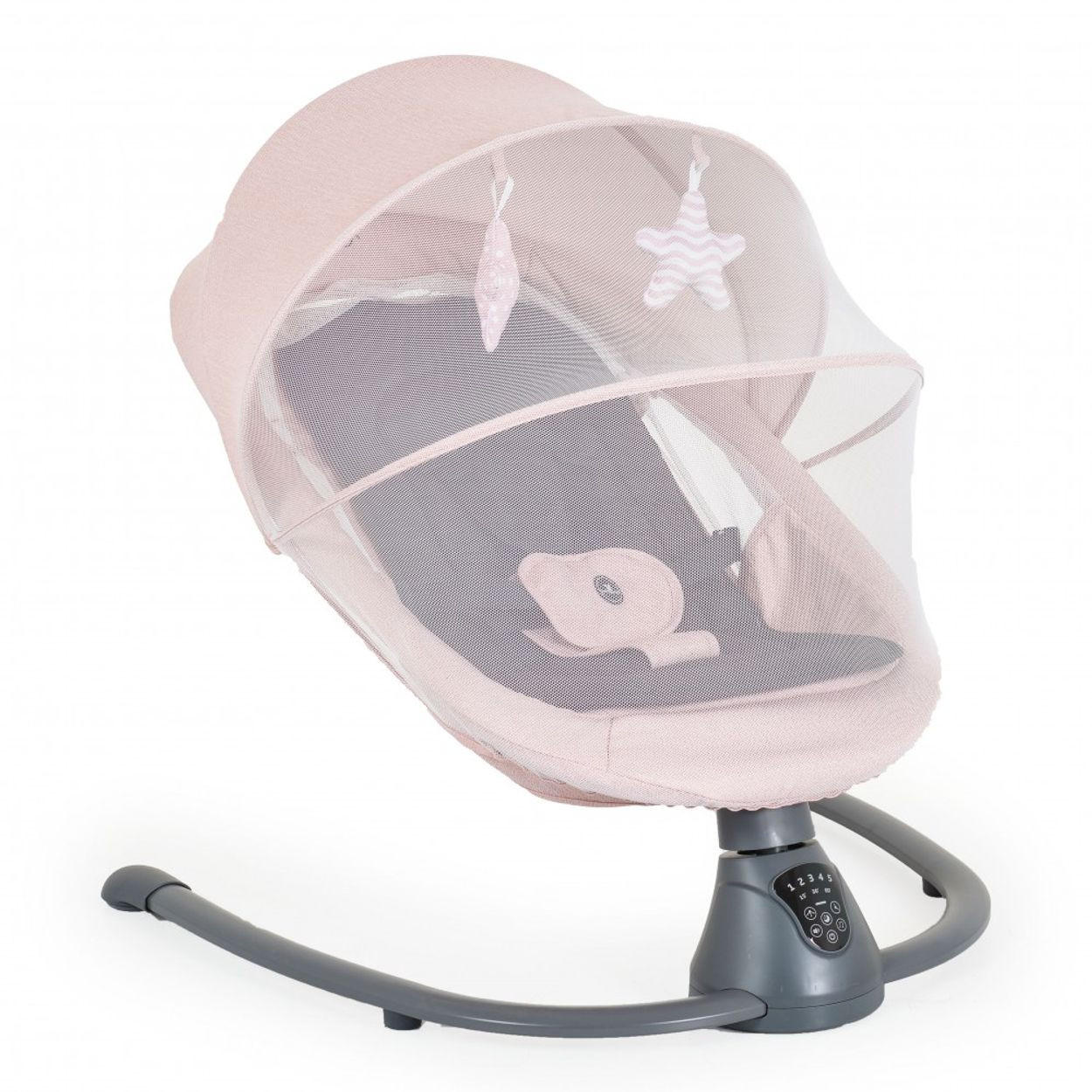 BABYWIPPE Zara rosa Moskitonetz, Fernbedienung, USB-Anschluss, 5-Punkt-Gurt, 12 Melodien - Rosa, Metall - Cangaroo