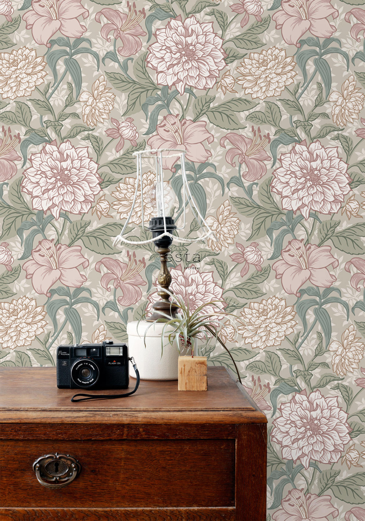 TAPETE Blumenmuster 53 cm x 10.05 m - Pink, Papier (53/1000cm) - ESTAhome