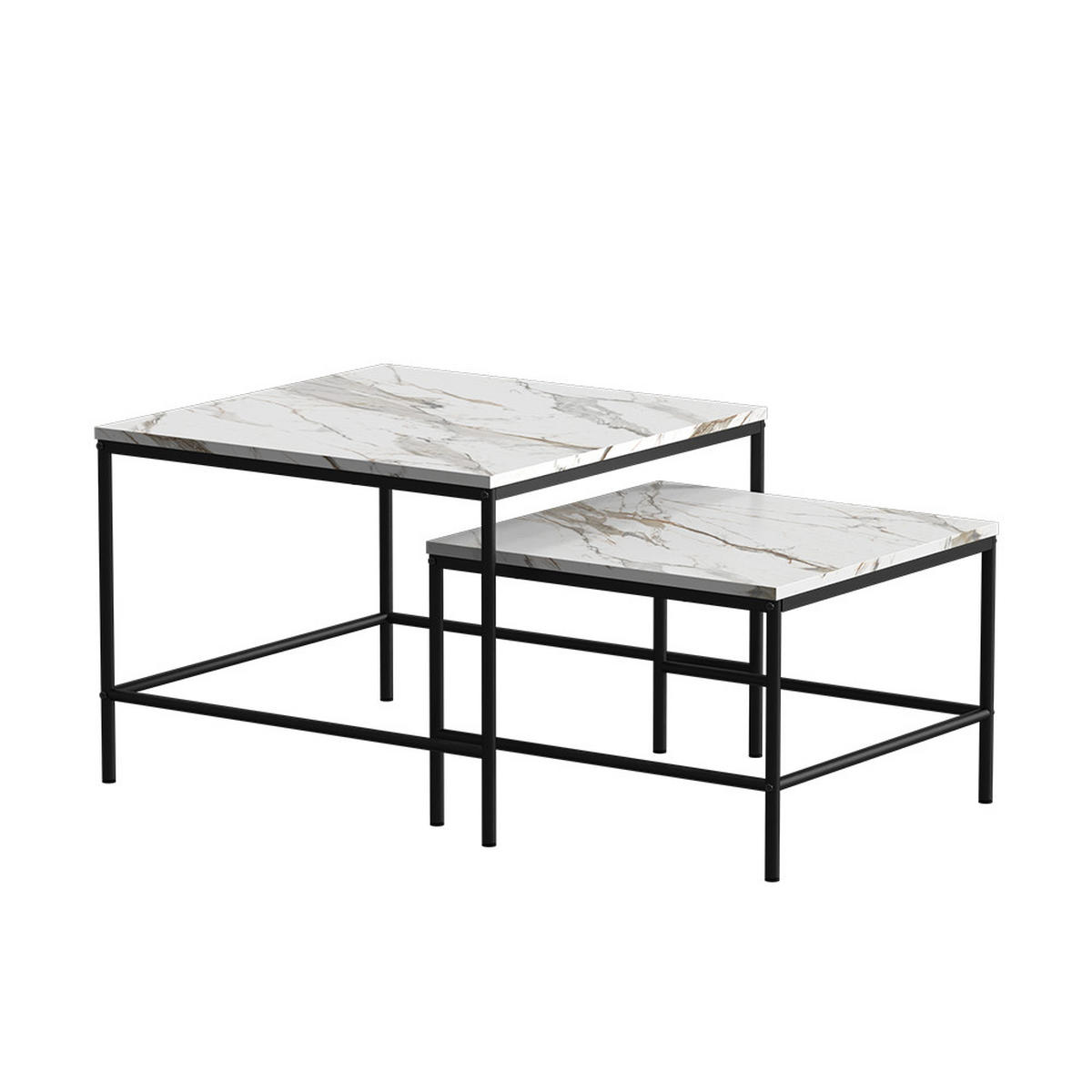 COUCHTISCH-SET Ramio Weiß/Schwarz 60 x 60 cm 2 Teile - Schwarz/Weiß, Holzwerkstoff (60/60/45cm) - Vicco