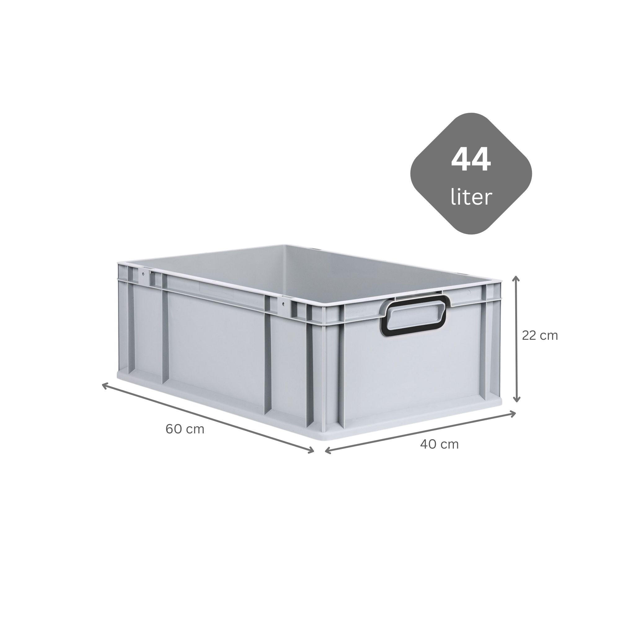 EUROBOX NextGen Color 22x40x60 cm 44 Liter Griffe schwarz zu, Grau - Schwarz/Grau, Kunststoff (40/22/60cm) - PROREGAL
