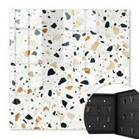 SCHLÜSSELBOX Schwarz 30x30 cm- Türöffnung nach rechts - Terrazzo-Muster - Grau, Metall (30/30/5cm) - TULUP