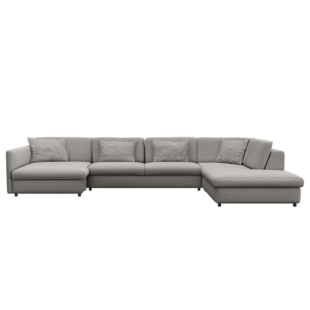 WOHNLANDSCHAFT - Schwarz/Grau, Kunststoff/Textil (431/84/272cm) - home24