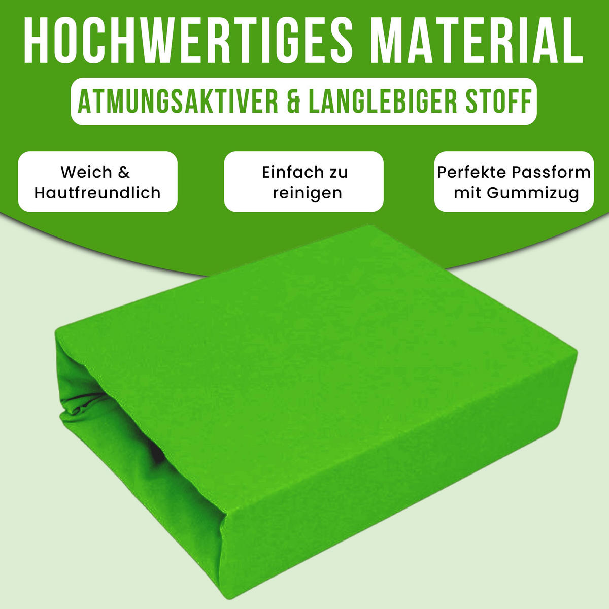 SPANNBETTLAKEN 180/200 cm, Jersey Elastisch 100 % Baumwolle Grüner Apfel - Hellgrün, Textil (180/200cm) - Best For Home