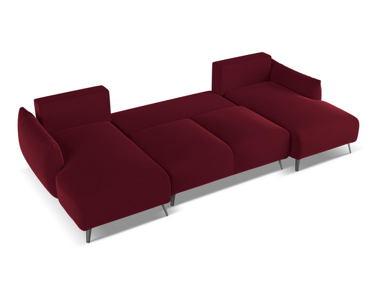 WOHNLANDSCHAFT Samt Stoff Rot - Bordeaux/Rot, Textil/Metall (317/86/162cm) - Makamii