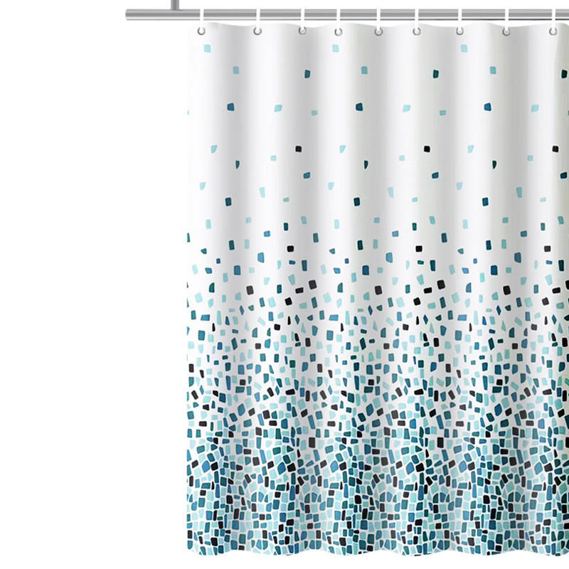 DUSCHVORHANG Mosaik Muster Blau für Badewanne und Badezimmer waschbar schimmelresistent antibakteriell 180 x 180 cm - Blau, Textil (180/180cm) - MCBOSON