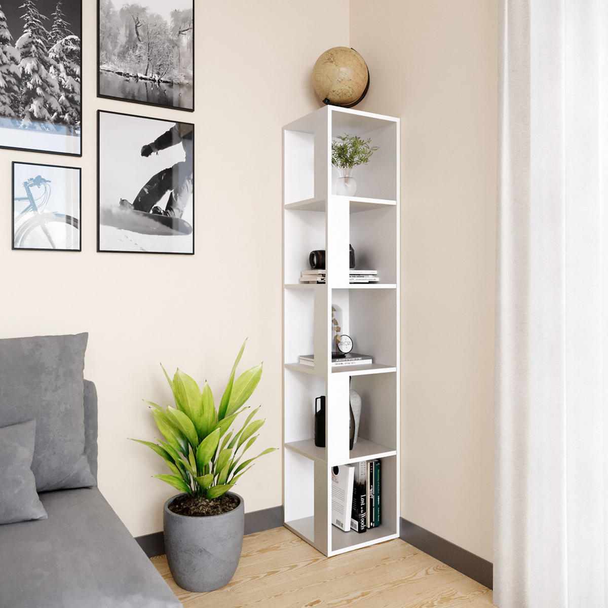 ECKREGAL Lio Weiß 33.3 x 162.2 cm - Weiß, Holzwerkstoff (33.3/162.2/33.3cm) - Vicco
