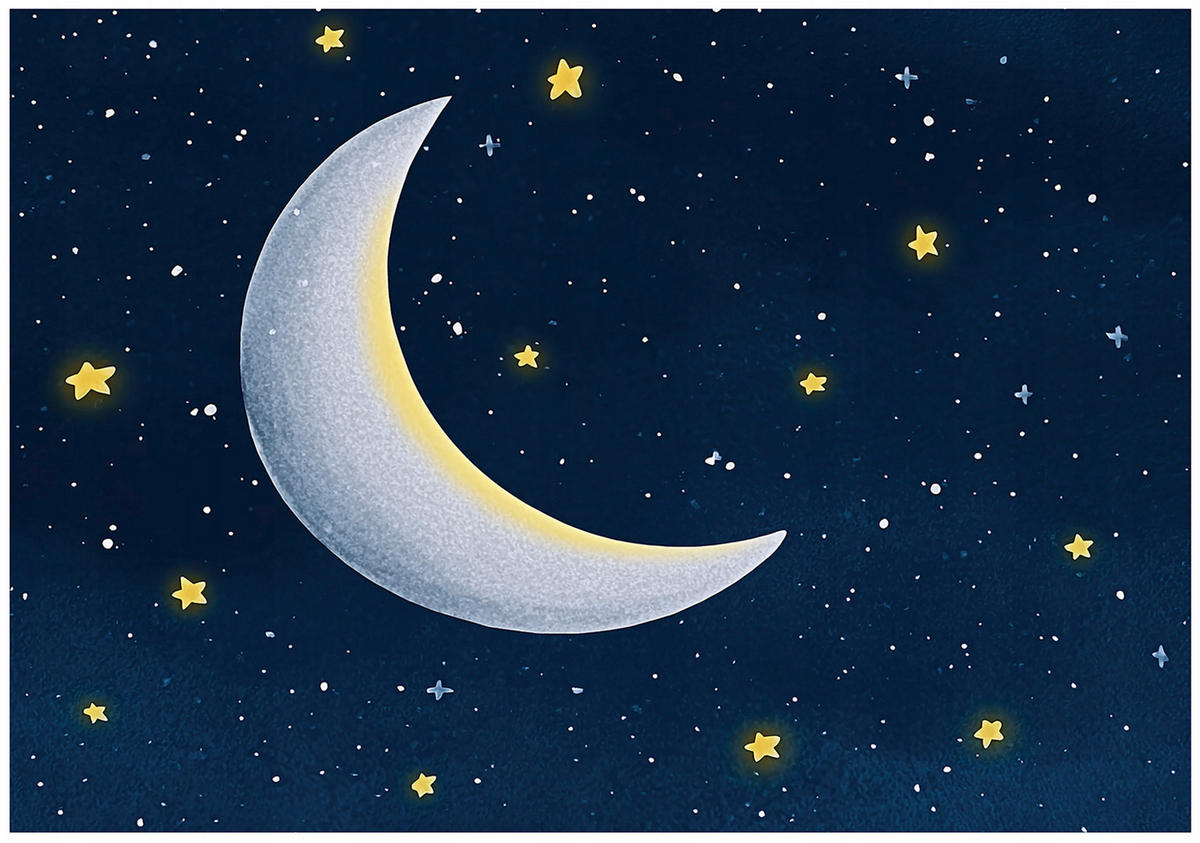 FOTOTAPETE Himmel Mond Blau 350x250 cm - Multicolor, Papier (350/250cm) - Wallarena