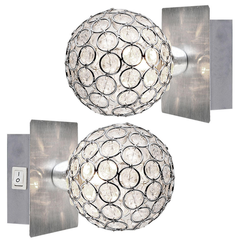 WANDELEUCHTE Aluminium Silber 2er Set - Silberfarben, Metall (11/11/15cm) - Globo Lighting