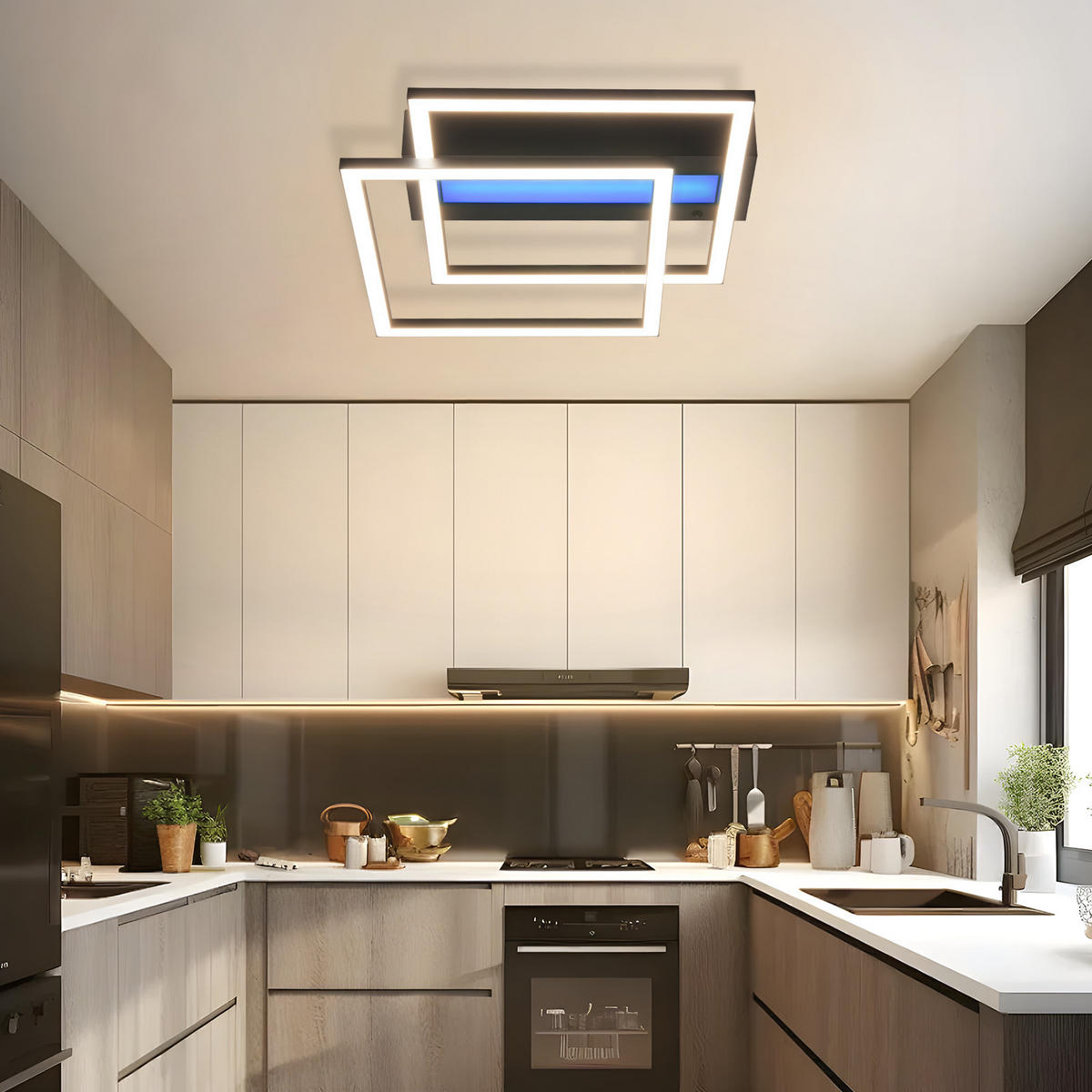 LED-DECKENLEUCHTE Jovarn 37/37/7.5 cm - Schwarz, Metall (37/37/7.5cm) - ZMH