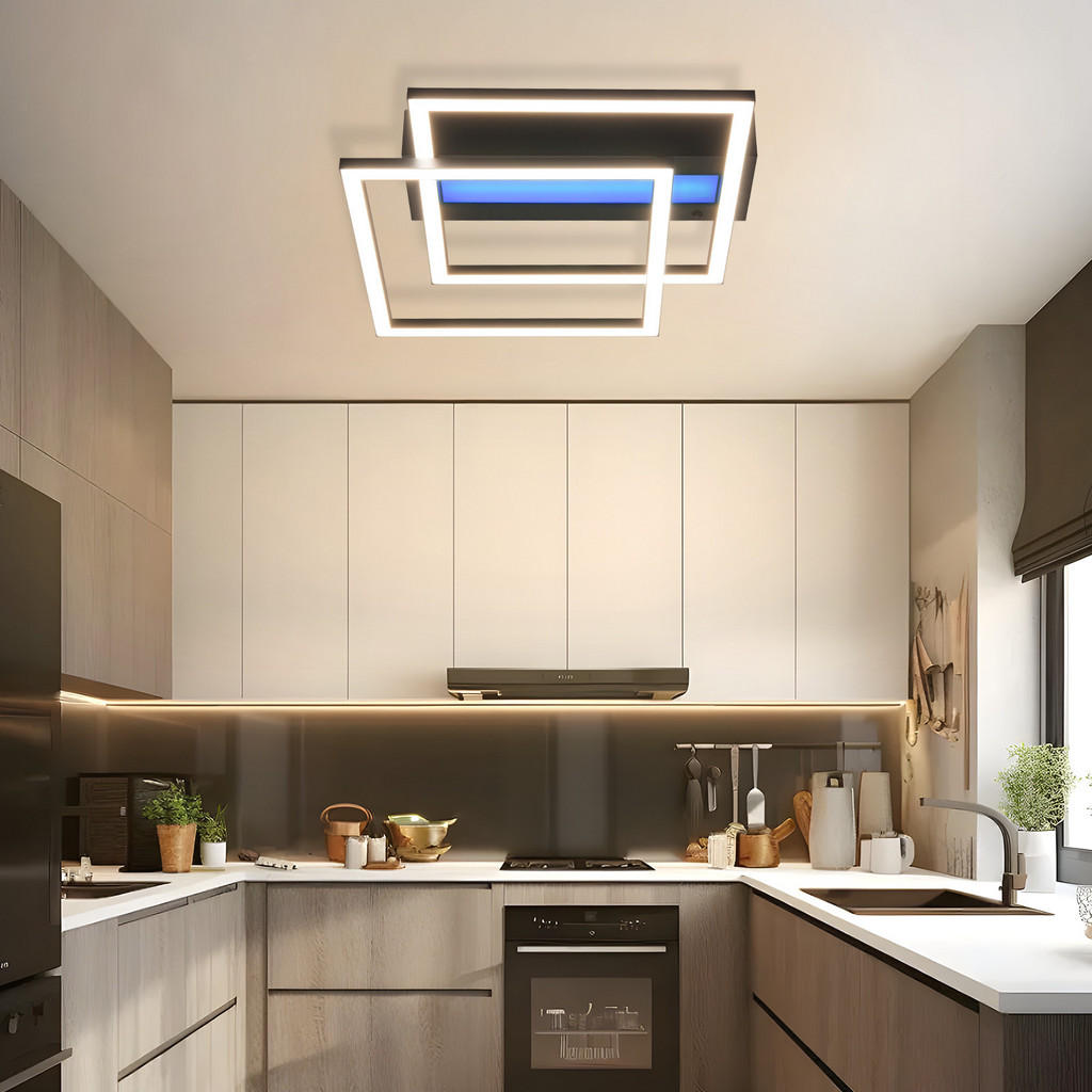 Thumbnail - ZMH Led-Deckenleuchte, Schwarz, Metall, 37x7.5x37 cm, Lampen & Leuchten, LED Beleuchtung, LED-Deckenleuchten
