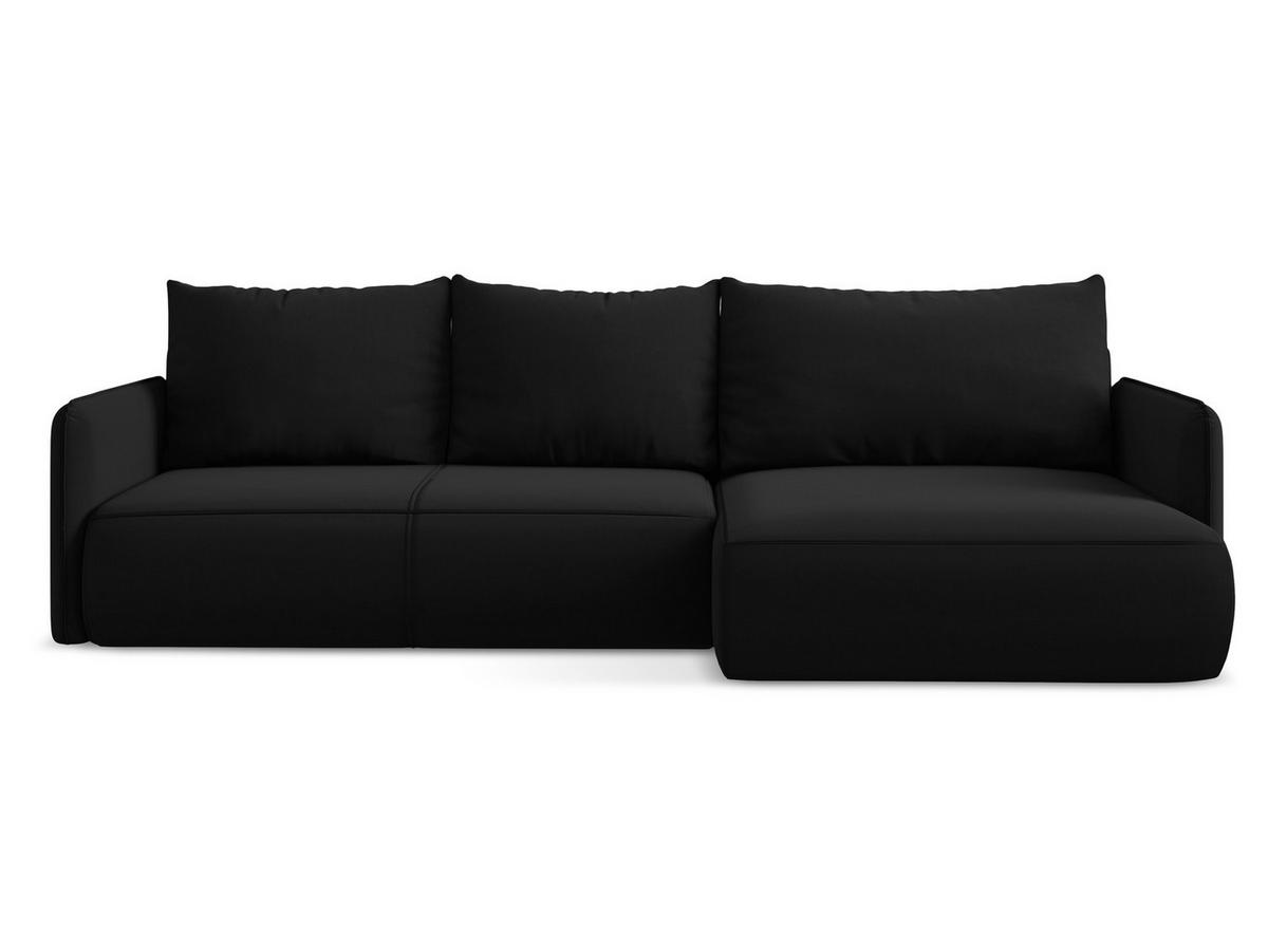 ECKSOFA mit Schlaffunktion Samt Stoff Schwarz - Schwarz, Kunststoff/Textil (240/148cm) - Makamii