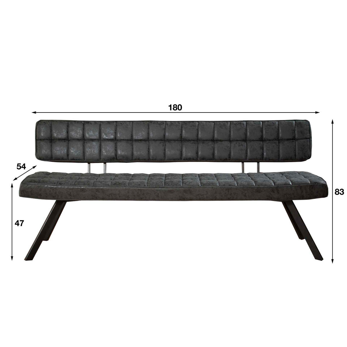 ESSZIMMERBANK Velo Schwarz 54/180/83 cm - Schwarz, Textil (180/83/54cm) - Hoyz Collection