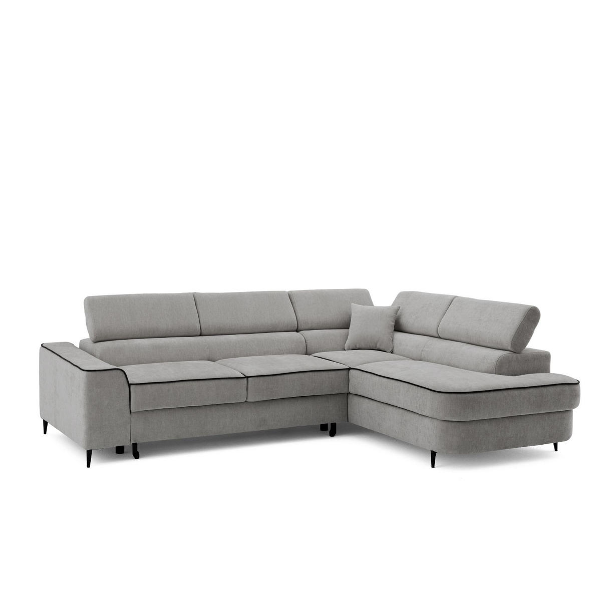 ECKSOFA EVER L Rechts mit Schlaffunktion 193x126 Chenille Grau - Schwarz/Grau, Holz/Textil (204/267cm) - Muffo