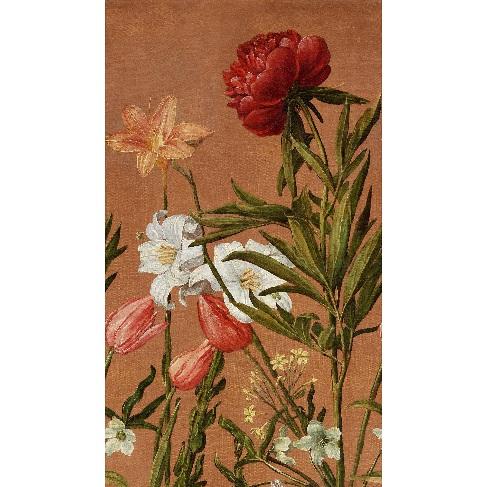FOTOTAPETE Gemalte Blumen 280x159cm - Terracotta, Papier/Kunststoff (159/1cm) - Sublime