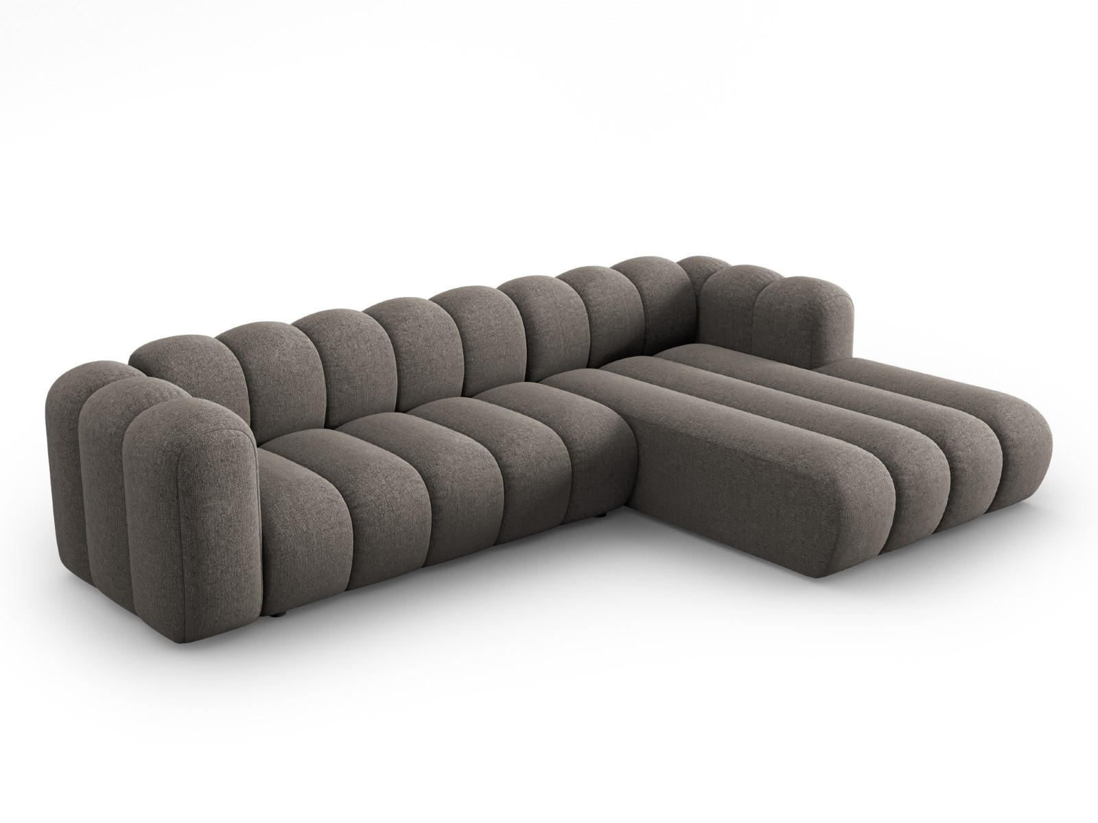ECKSOFA modular rechts Lupine aus Chenille-Stoff grau 4 Sitzplätze - Grau, Textil (177/290cm) - Micadoni