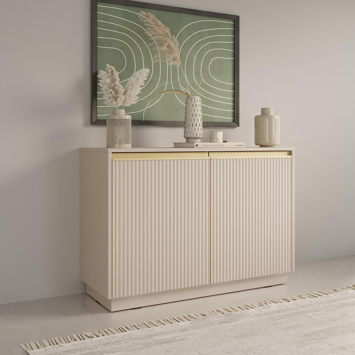KOMMODE MAESTRO 104/72/39 cm mit 2 Türen Beige - Beige, Holzwerkstoff (104/72/39cm) - MASSENO