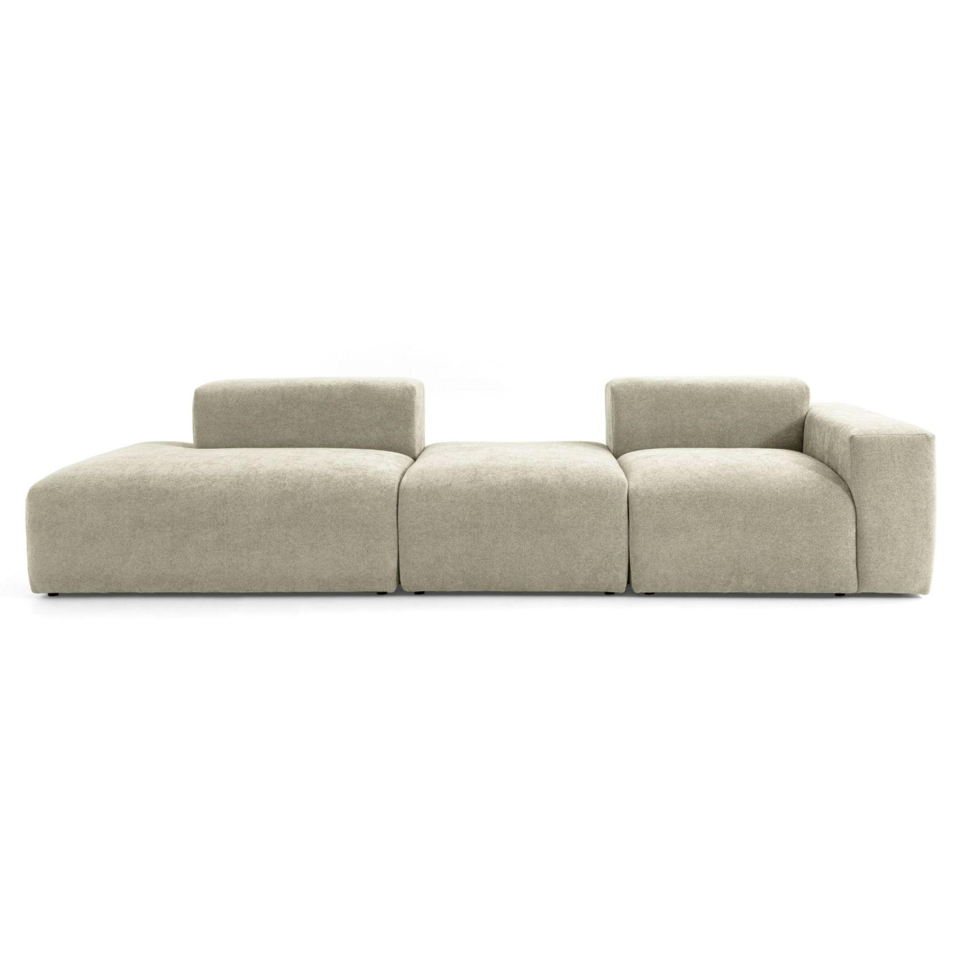 4-SITZER modulares Sofa HEAVEN SET 4 Links, Breite 335 cm Webstoff Olivgrün - Schwarz/Olivgrün, Holz/Kunststoff (335/71/102cm) - Muffo
