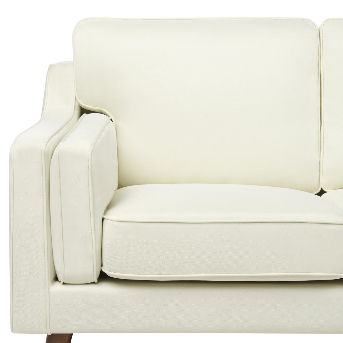 3-SITZER-SOFA cremeweiß Lokka - Hellbraun/Weiß, Textil (204/85/83cm) - Beliani