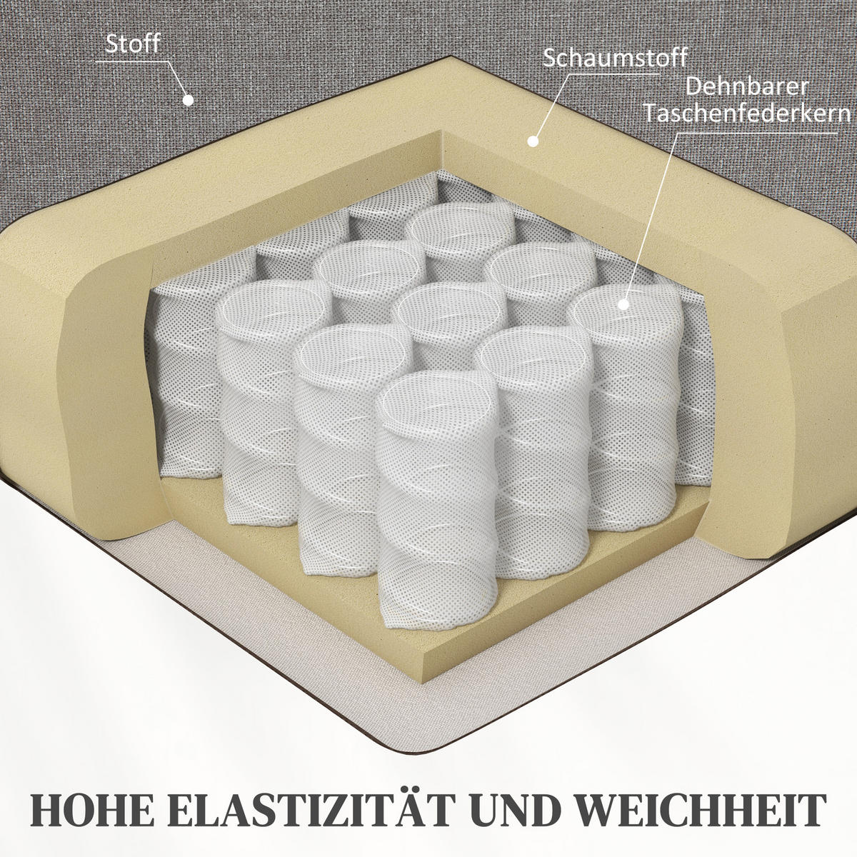 FERNSEHSESSEL mit Aufstehhilfe Relaxsessel mit Liegefunktion, Heizfunktion - Hellgrau/Schwarz, Textil/Metall (89/106/91cm) - HOMCOM