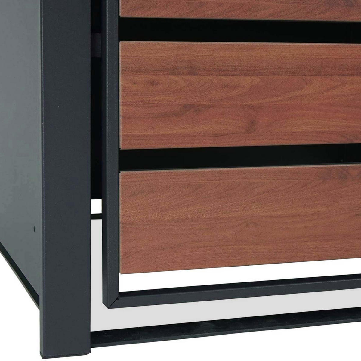 MÜLLTONNENBOX 4er/8er XL 117x284x98cm Metall 118kg Anthrazit Kirsche-Holzoptik Dunkelbraun - Kirschbaumfarben, Metall (284/117/98cm) - PROREGAL