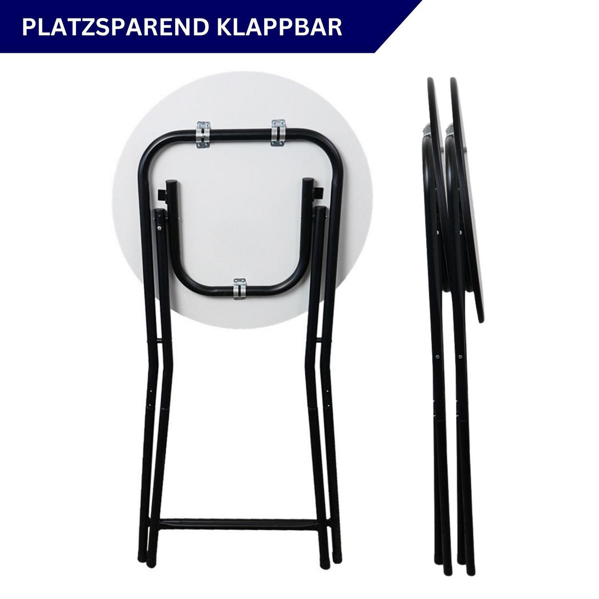 STEHTISCH 2er Set mit Hussen klappbar HxØ 110x60cm MDF-Platte mit PVC-Beschichtung Schwarz - Schwarz, Metall (110/60/110cm) - CHEFGASTRO