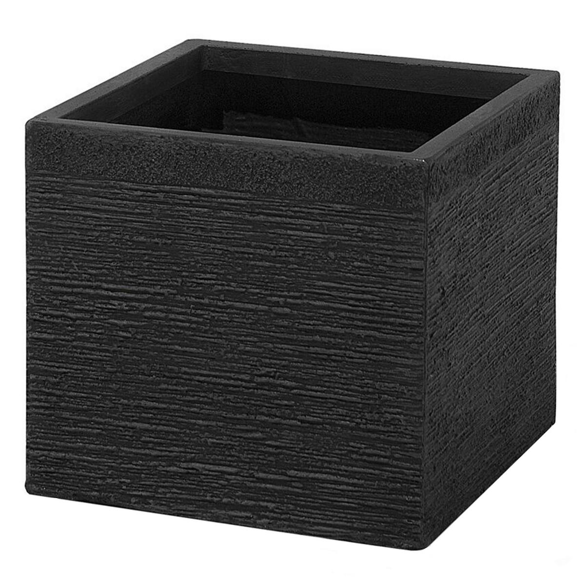 BLUMENTOPF schwarz quadratisch 30/30/28 cm Paros - Schwarz, Naturmaterialien (28cm) - Beliani