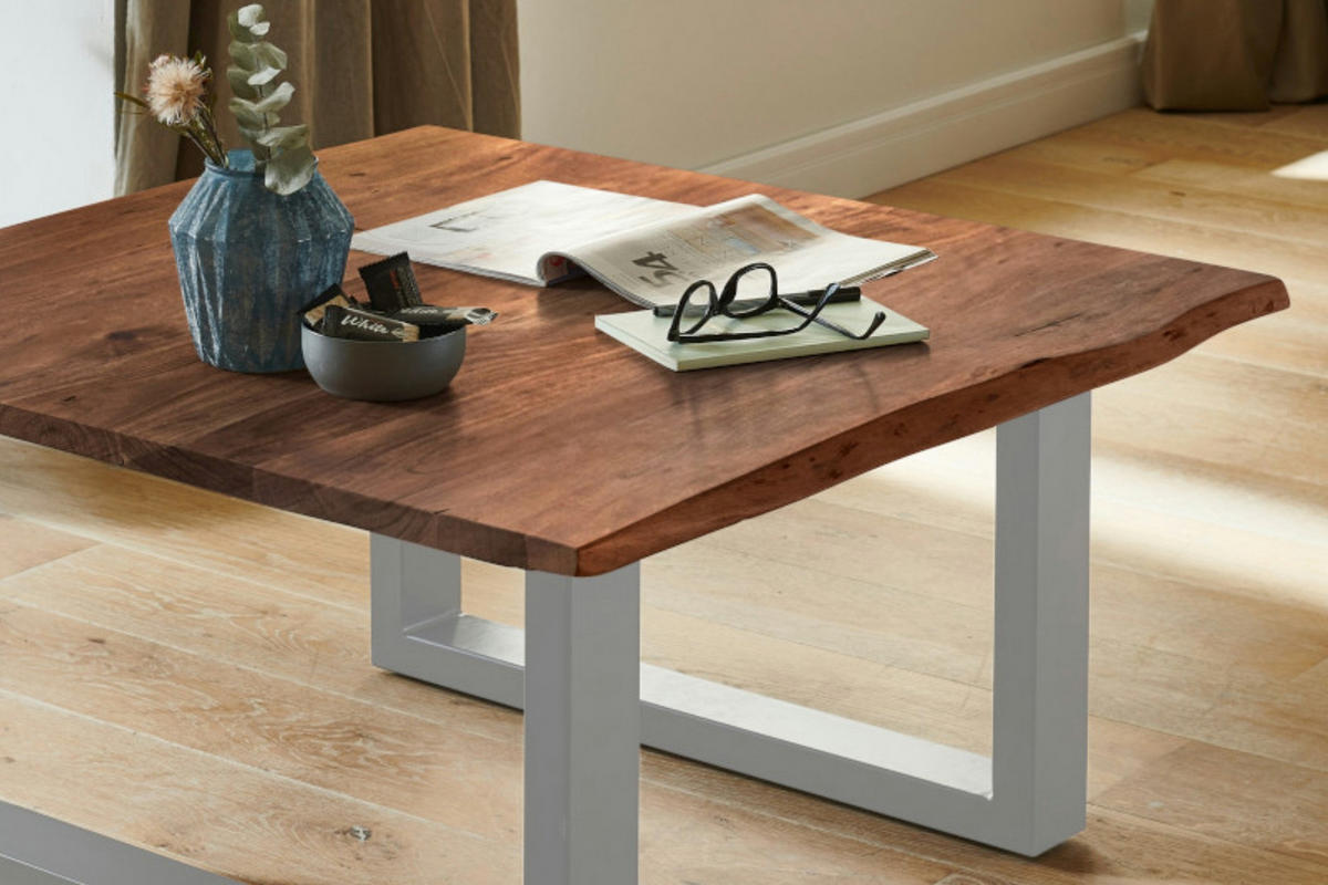 COUCHTISCH NOAH - Silberfarben/Braun, Holz/Metall (80/80/43cm) - SAM