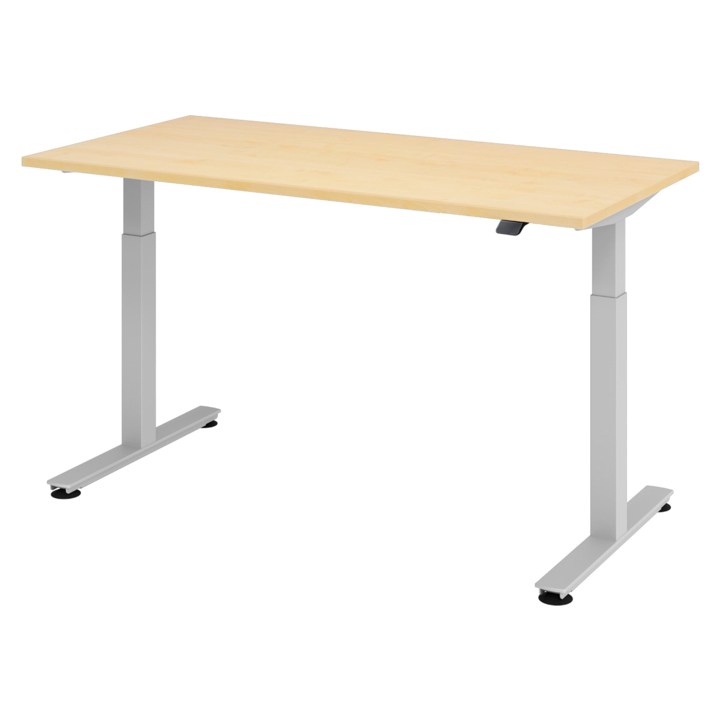 SCHREIBTISCH elektrisch XMST 80/160/74 cm in Ahornfarben/Silberfarben - Silberfarben/Ahornfarben, Holzwerkstoff (80/160/74cm) - bümö