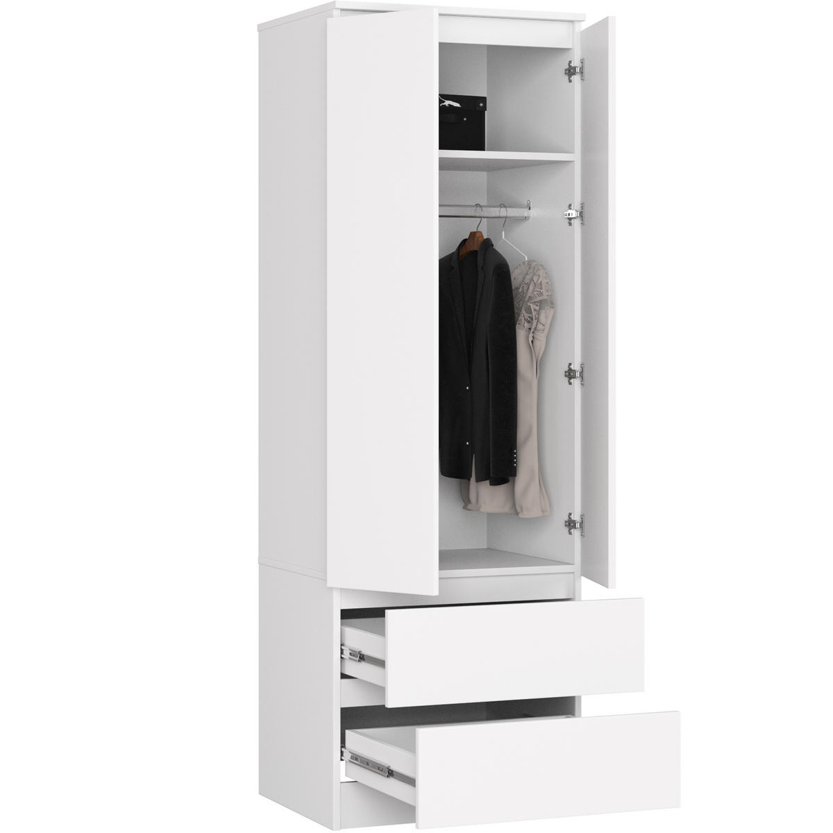 KLEIDERSCHRANK Weiß 60x51x180 cm - Weiß, Holzwerkstoff (60/180/51cm) - Akord