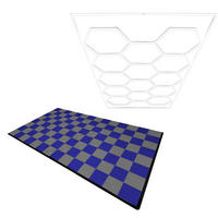 GARAGENBODENFLIESEN Belüftete und sechseckige LED-Leuchten 60 Graue x 60 Blaue - mit Kanten - Schwarz, Kunststoff (40/1.8/40cm)