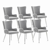 ESSZIMMERSTUHL 6er-Set Samt Grau mit Metallbeinen - Grau, Metall (47/85/49.2cm) - Meubliv