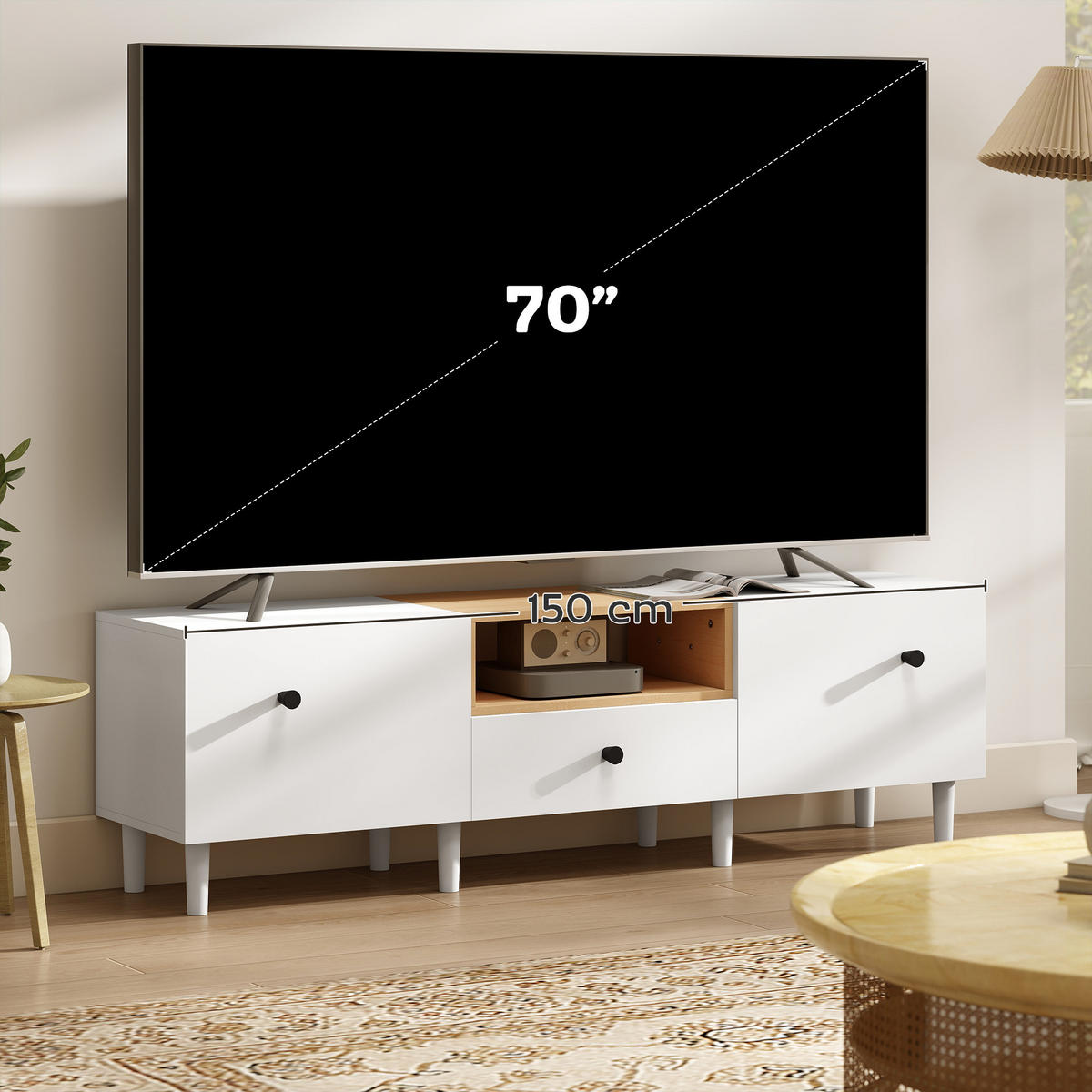TV-MÖBEL Weiß 1 Stück - Weiß, Holzwerkstoff (150/45/35cm) - GiPP