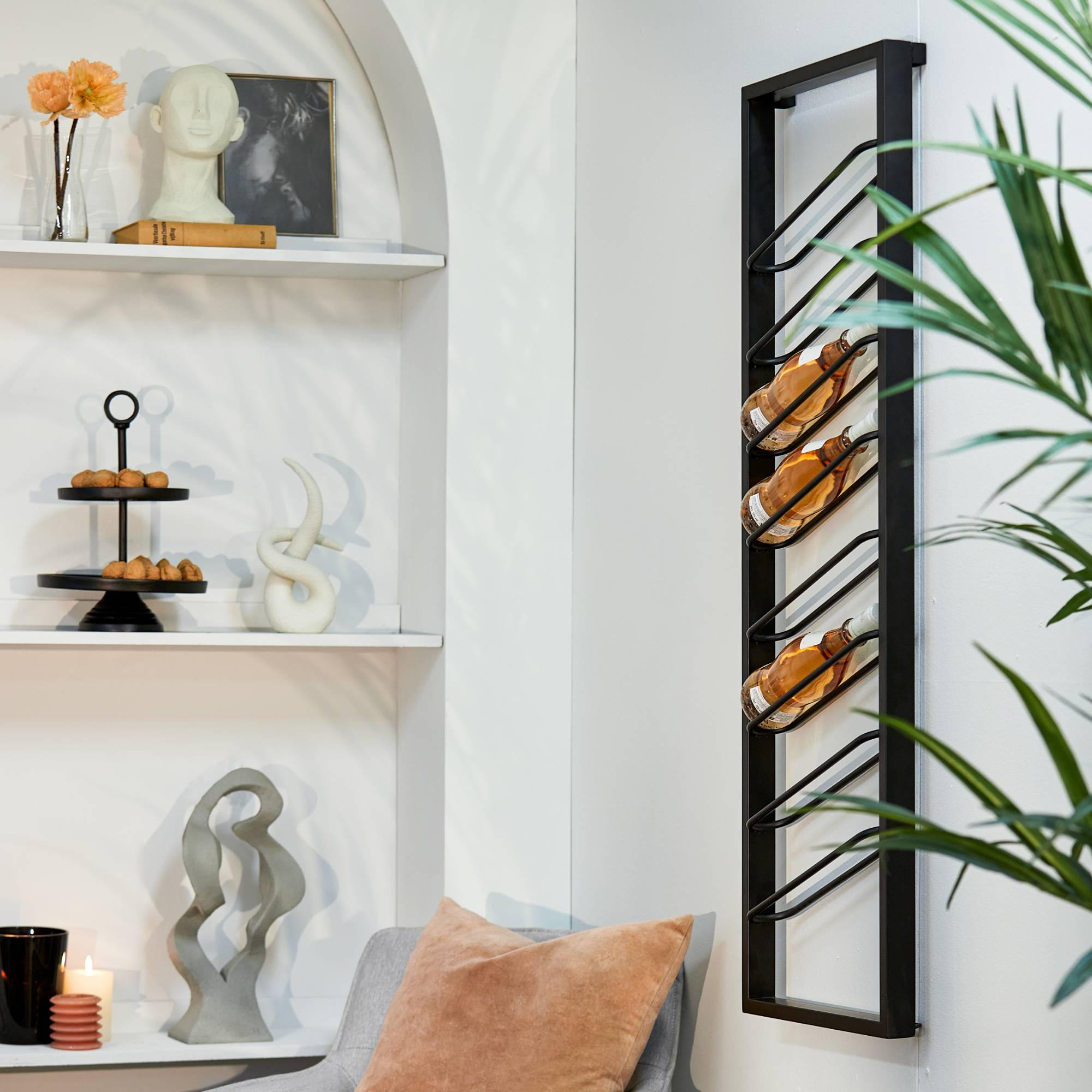 WEINREGAL Amore Schwarz 40/7/120 cm - Schwarz, Metall (7/120/40cm) - Light & Living