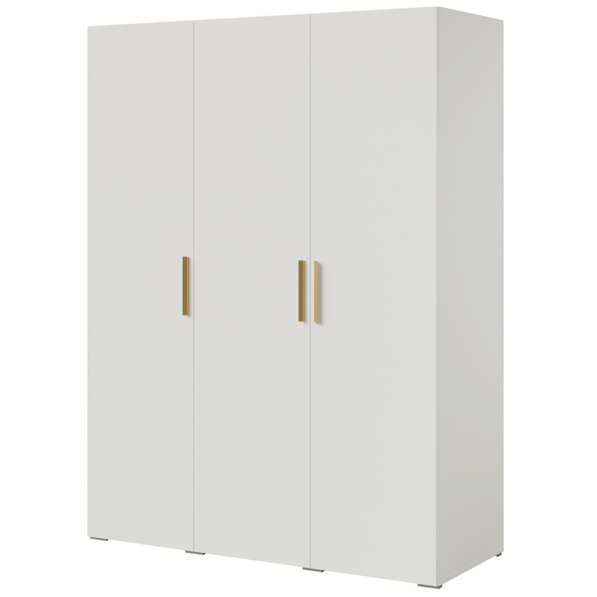 DREHTÜRENSCHRANK Napoli 3D 150 Weiß (schwarzer oder goldener Griff) - Silberfarben/Schwarz, Holzwerkstoff/Kunststoff (150/35/60cm) - mzm24