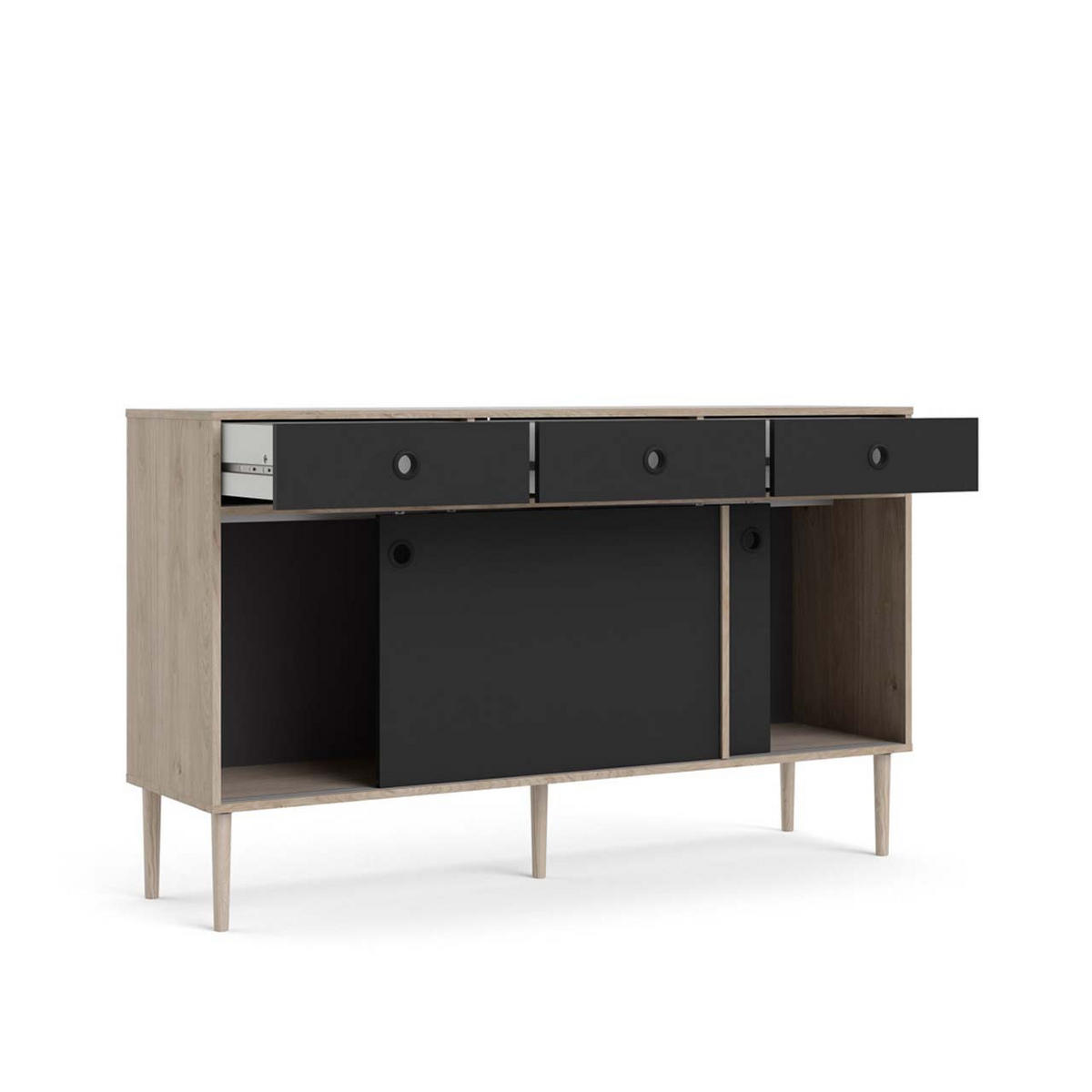 SIDEBOARD matt schwarz - Schwarz, Holzwerkstoff (148/89/41cm) - ebuy24