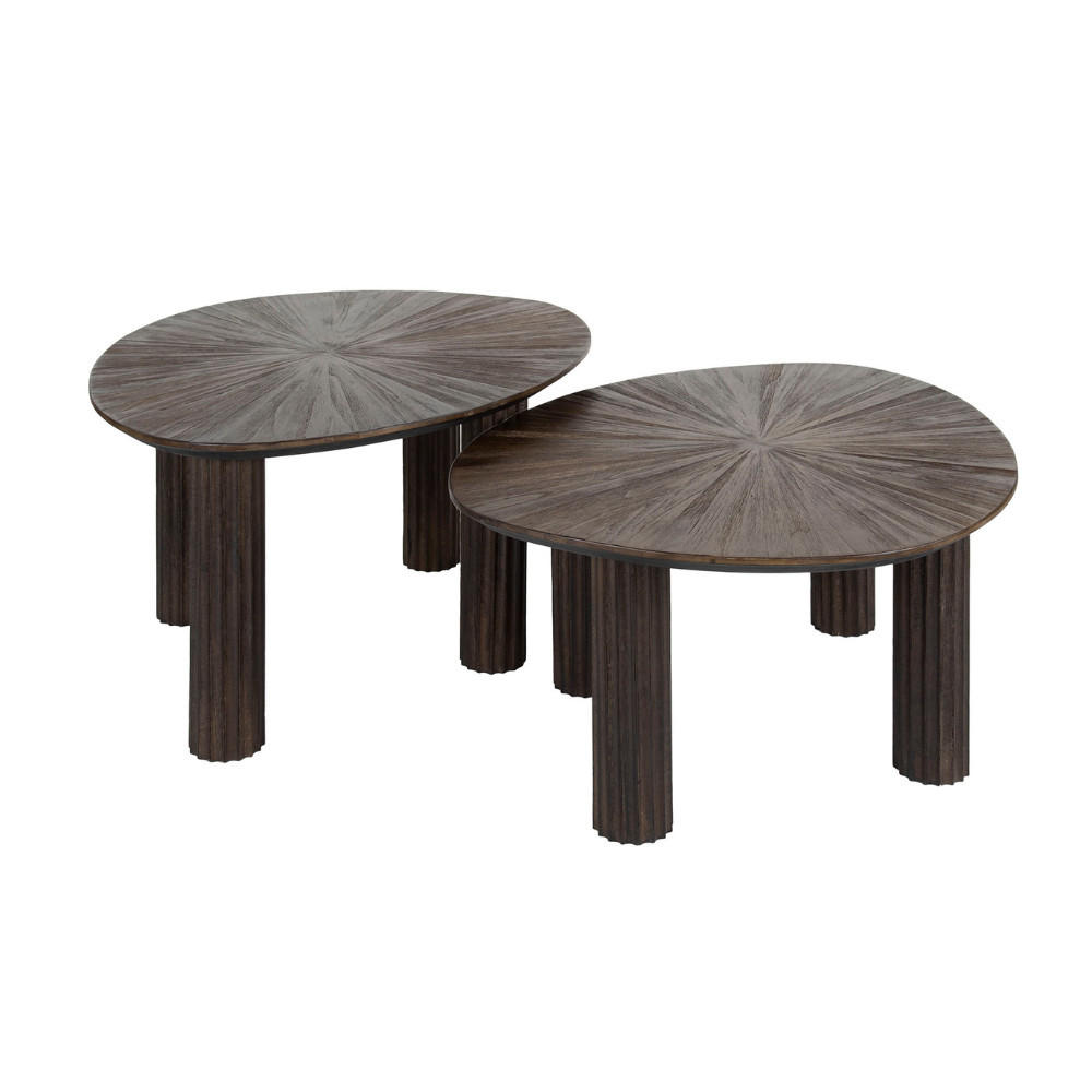 COUCHTISCH-SET FLAVIO TRAINGOLO Dreieckige Satztische im Mid-Century Design - Braun, Holz (61/75/45cm) - alesvelt