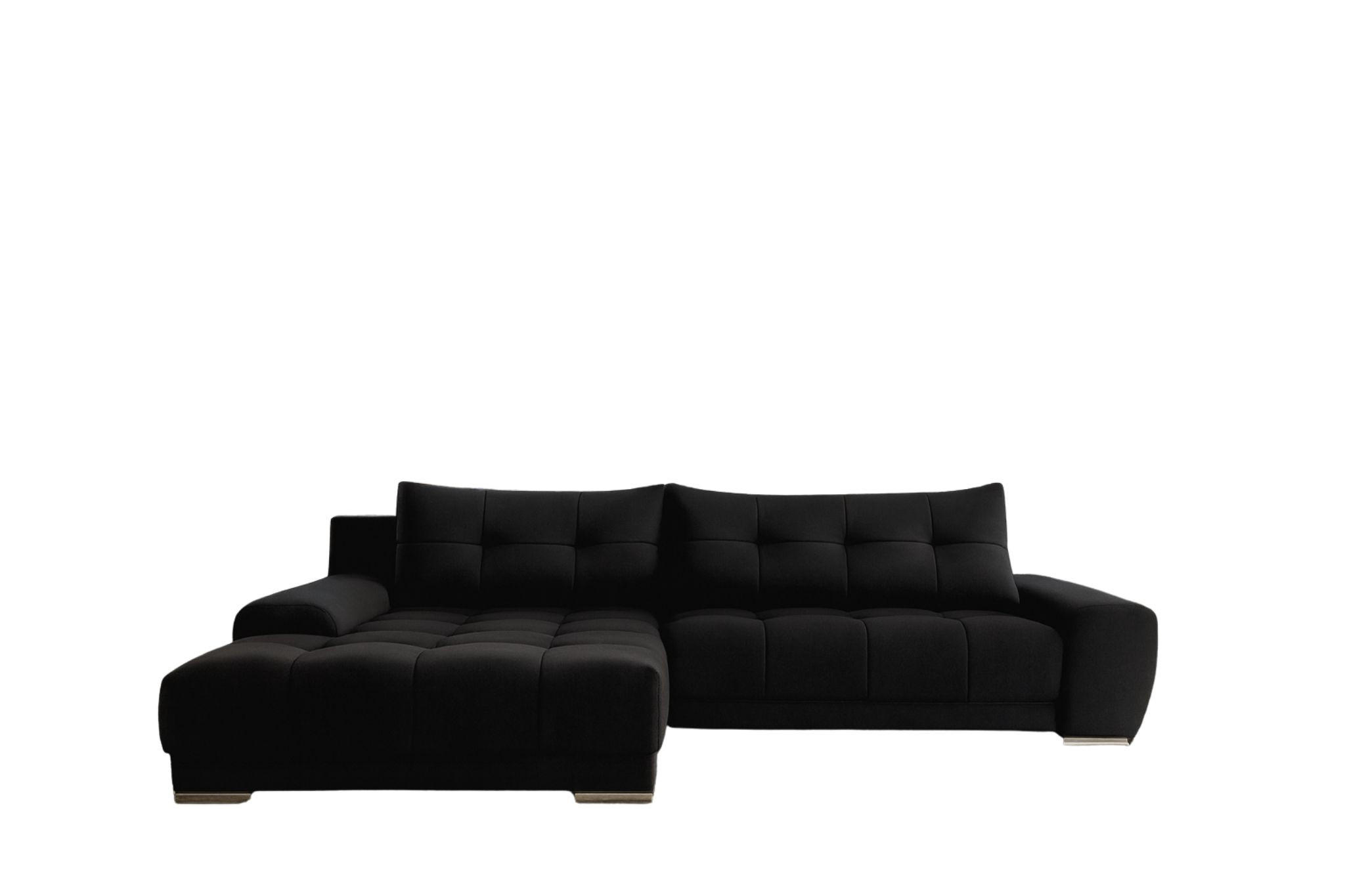 ECKSOFA WAVE Mit Schlaffunktion, Stoff SORO, Schwarz Links - Schwarz, Holz (105/281cm) - Kaiser Möbel