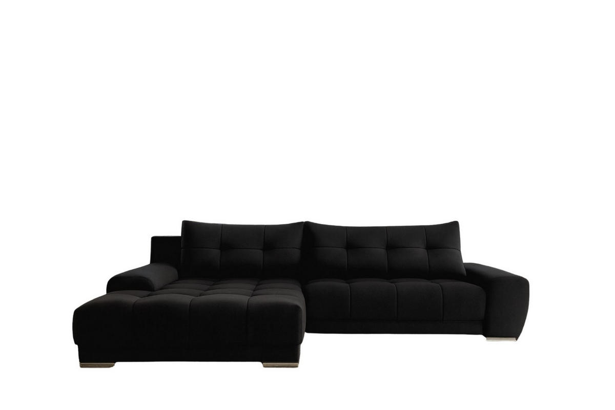 ECKSOFA WAVE Mit Schlaffunktion, Stoff SORO, Schwarz Links - Schwarz, Holz (105/281cm) - Kaiser Möbel