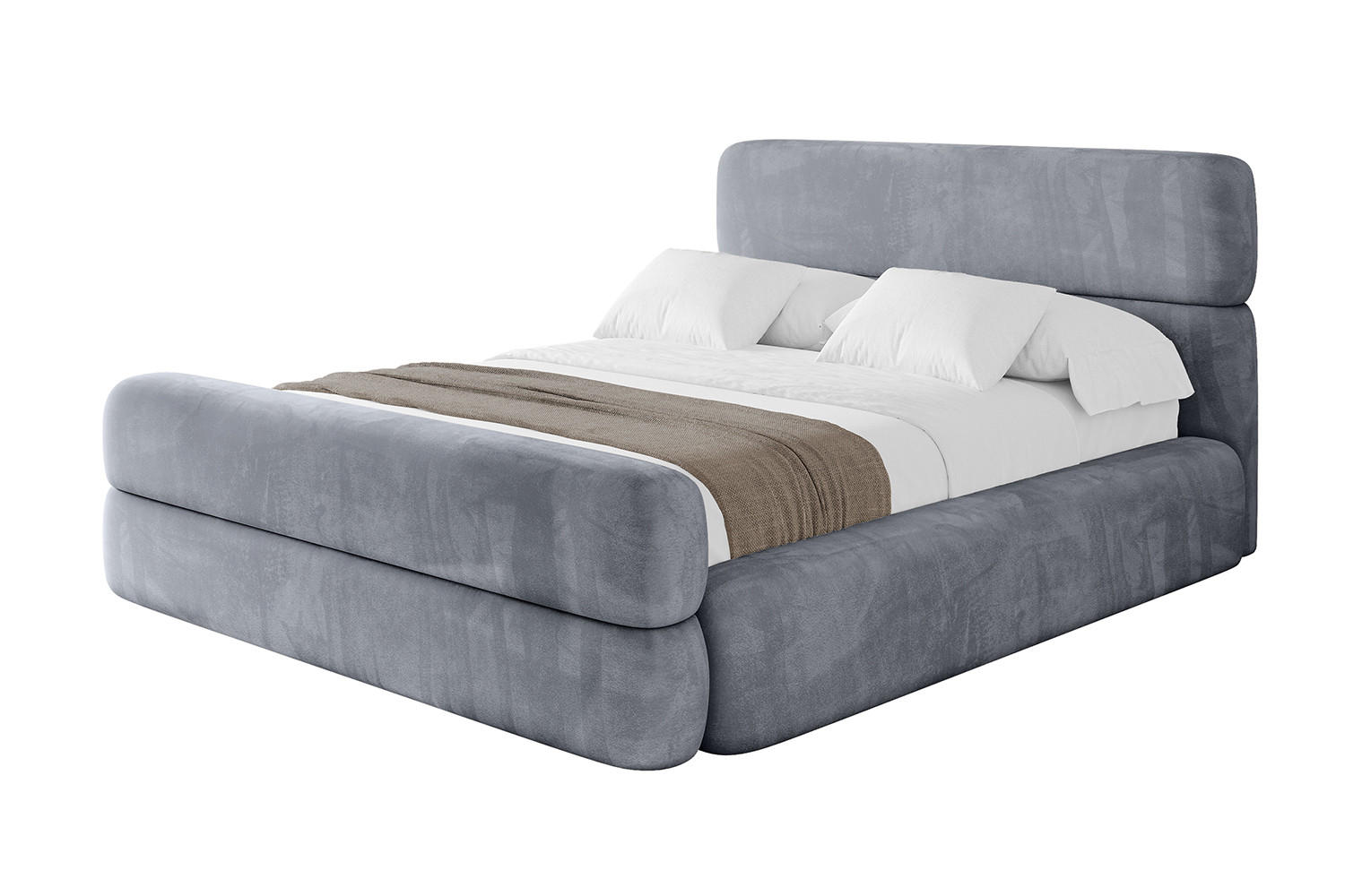POLSTERBETT mit Bettkasten, Fußteil und Lattenrost, Boxbett mit Matratze H3/H4 - ENORA-Z 120x200 Grau - Grau, Holzwerkstoff/Textil (120/200cm) - ALTDECOR