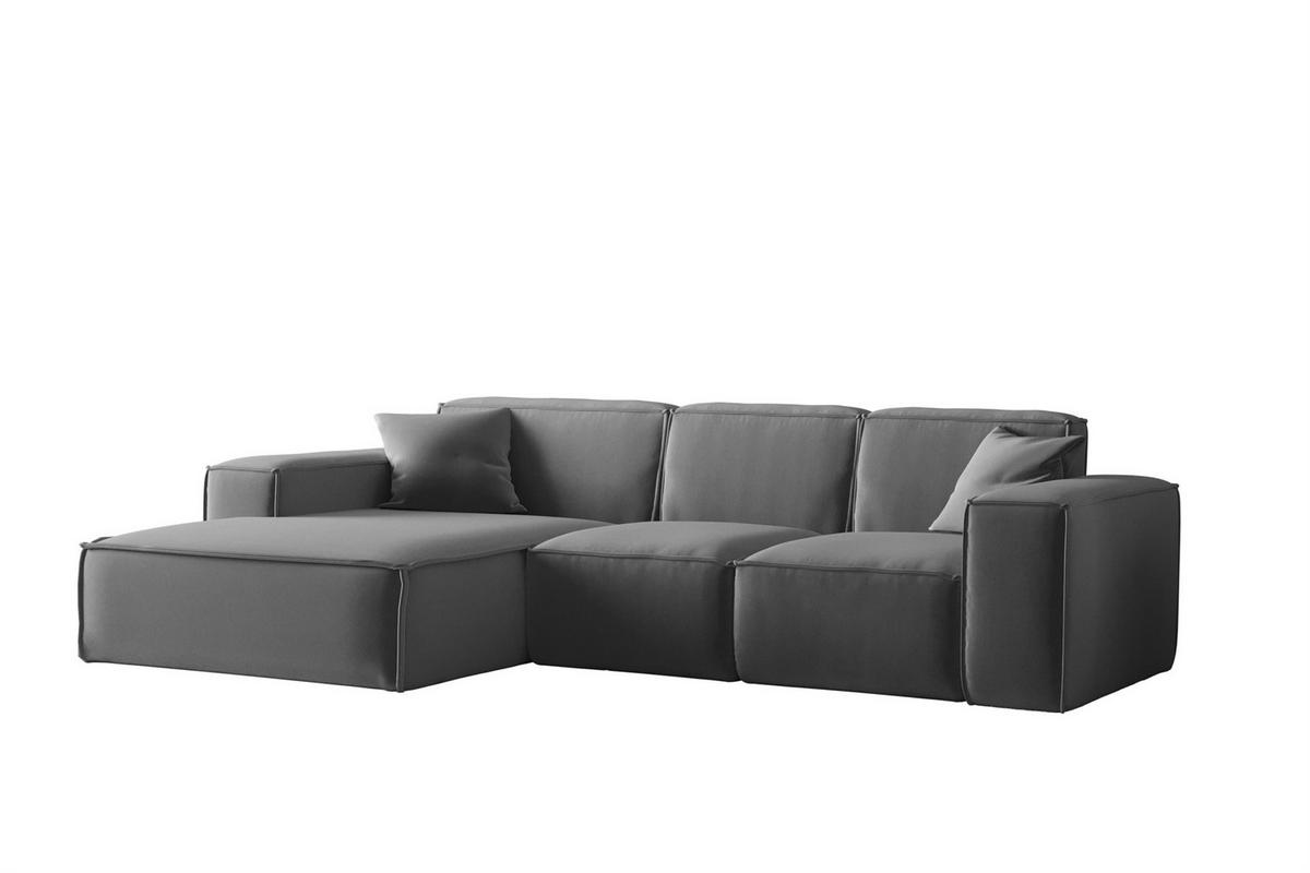 ECKSOFA Ottom Celes Premium Opera Velvet - Dunkelgrau, Holzwerkstoff/Textil (266/165cm) - Fun Möbel