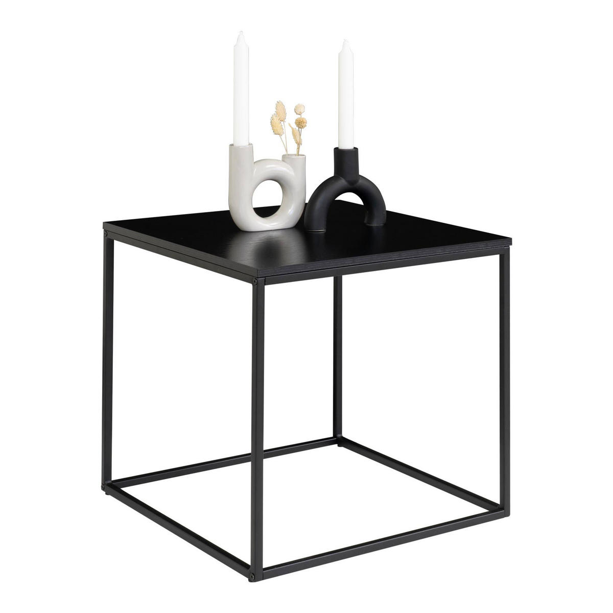 BEISTELLTISCH Vita Stahl, Spanplatte, Melaminfolie Schwarz - Schwarz, Metall (45/45/45cm) - tinkaro
