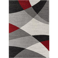 TEPPICH Niederflor Abstrakt THUR Polypropylen Rot-Grau 140 x 200 cm - Grau, Textil (140/200cm) - KADIMA DESIGN