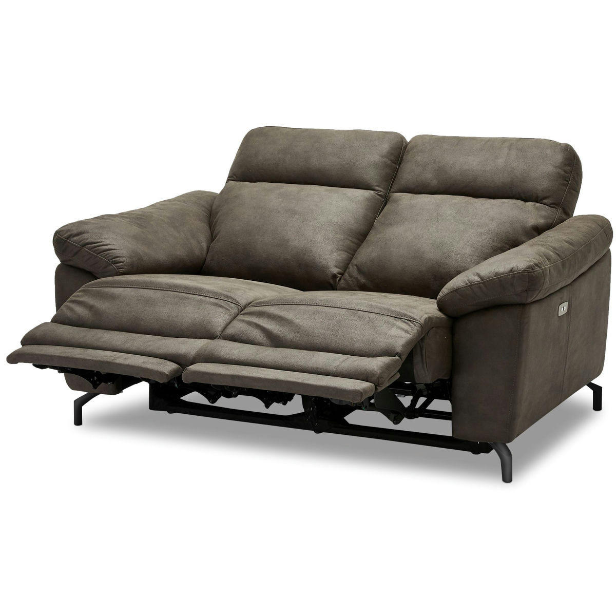 ZWEISITZER-SOFA Mikrofaser Braun (Taupe) - Taupe/Schwarz, Leder/Textil (162/101/96cm) - Furnhouse