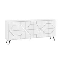 SIDEBOARD mit 6 dekorierten Türen L184 cm - Dune - Weiß, Holzwerkstoff (35/77.4/184cm) - Calicosy