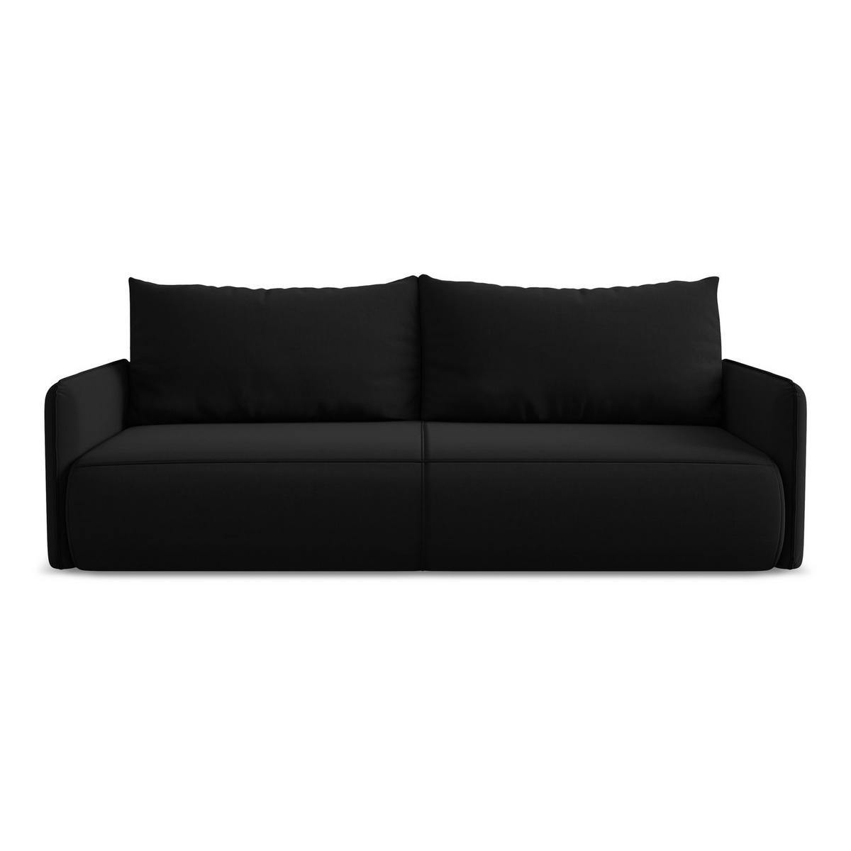 3-SITZER SOFA mit Schlaffunktion Samt Stoff Schwarz - Schwarz, Kunststoff/Textil (216/86/105cm) - LaMiaSofa
