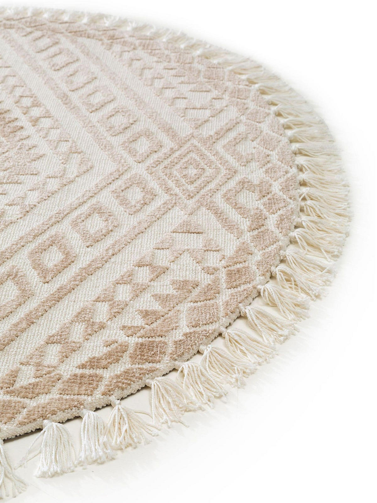 TEPPICH Runder Teppich Elias Beige - Beige, Textil (150/1cm) - KUNSTLOFT