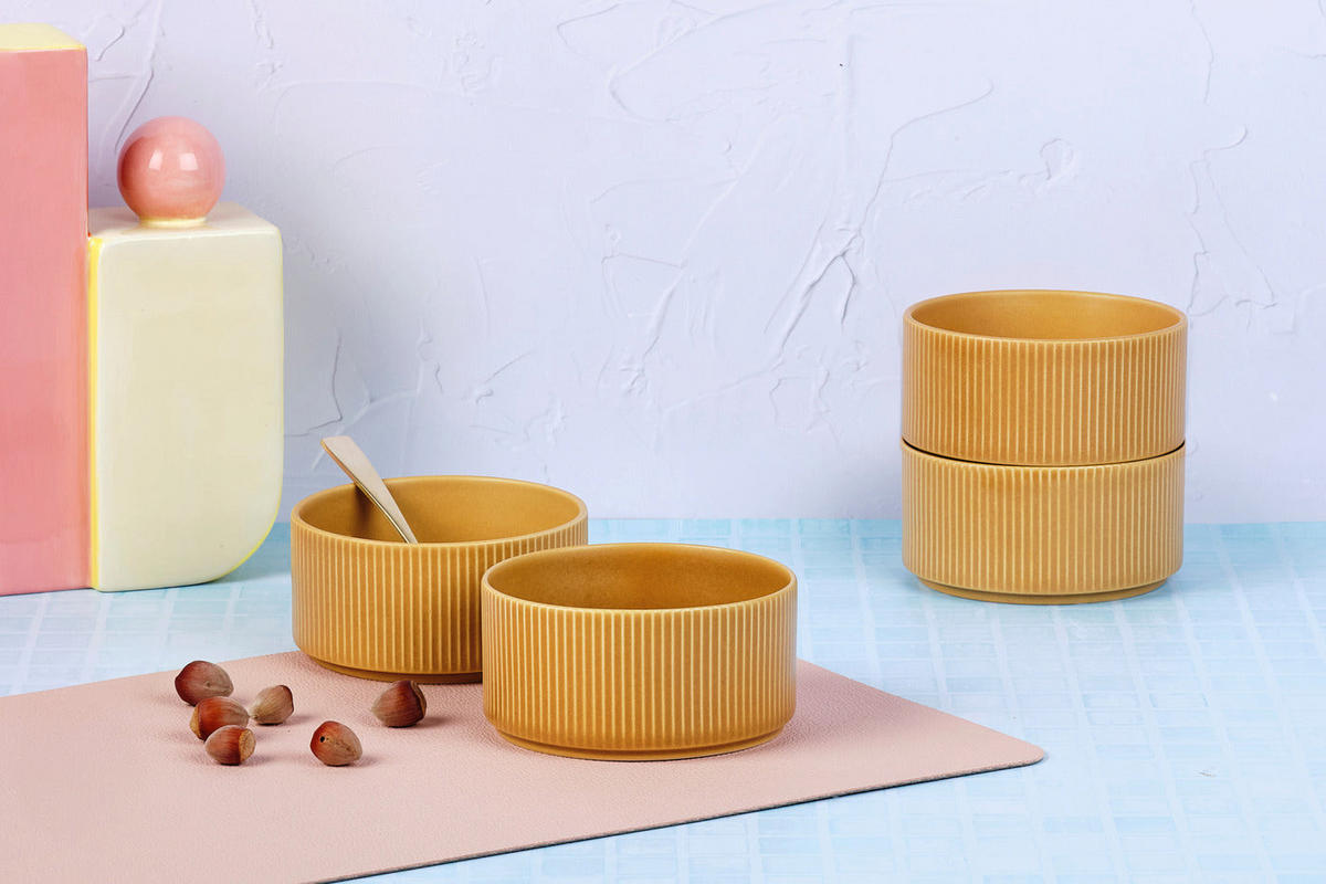 SCHALEN Scandi Ø12cm - 4er-Set - Ocre - Gelb, Keramik (12cm) - Björn