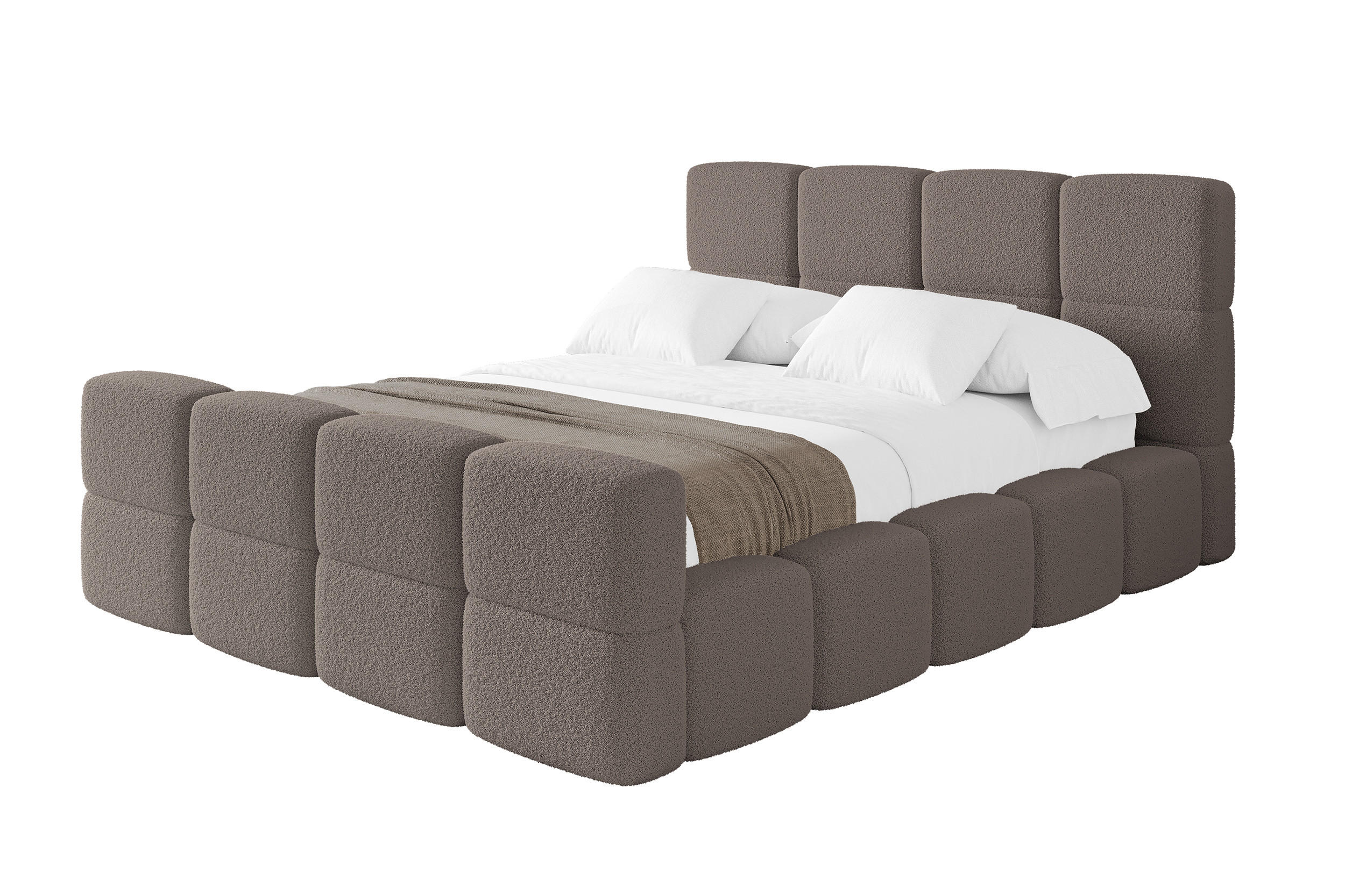 POLSTERBETT mit Bettkasten und Lattenrost mit Matratze H3/H4, Kopfteil, Boxbett, mit Stauraum - NATA-Z 120x200 Braun - Braun, Holzwerkstoff/Textil (120/200cm) - ALTDECOR
